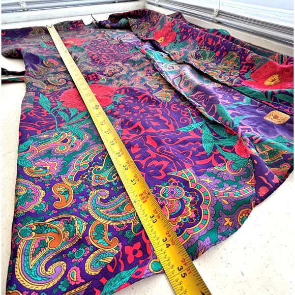 Womens California Miss Y2K Kimono Robe Nightgown Satin Med Floral Sexy USA Vtg - Picture 8 of 10